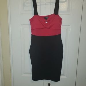 Bebe pink & black colorblock w/ back cutout dress